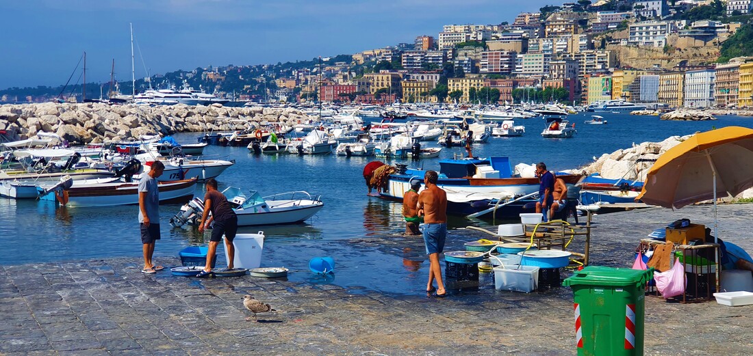Napoli seaside, Naples seaside, naples bay, naples fishermen, naples fish market