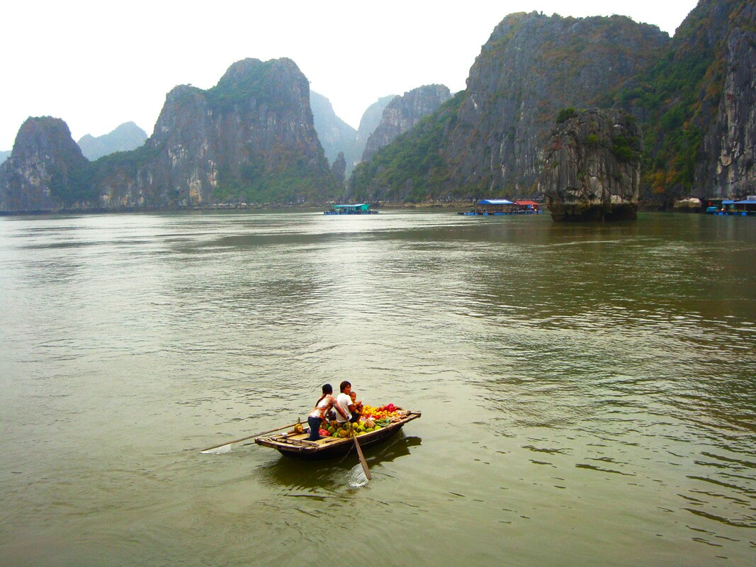  Halong Bay, Northeast Vietnam, Vietnam, Vietnam itineraries, Vietnam in 15 days, Vietnam essentials, Vietnam things to see, Vietnam places, FLOATING FRUIT VENDOR